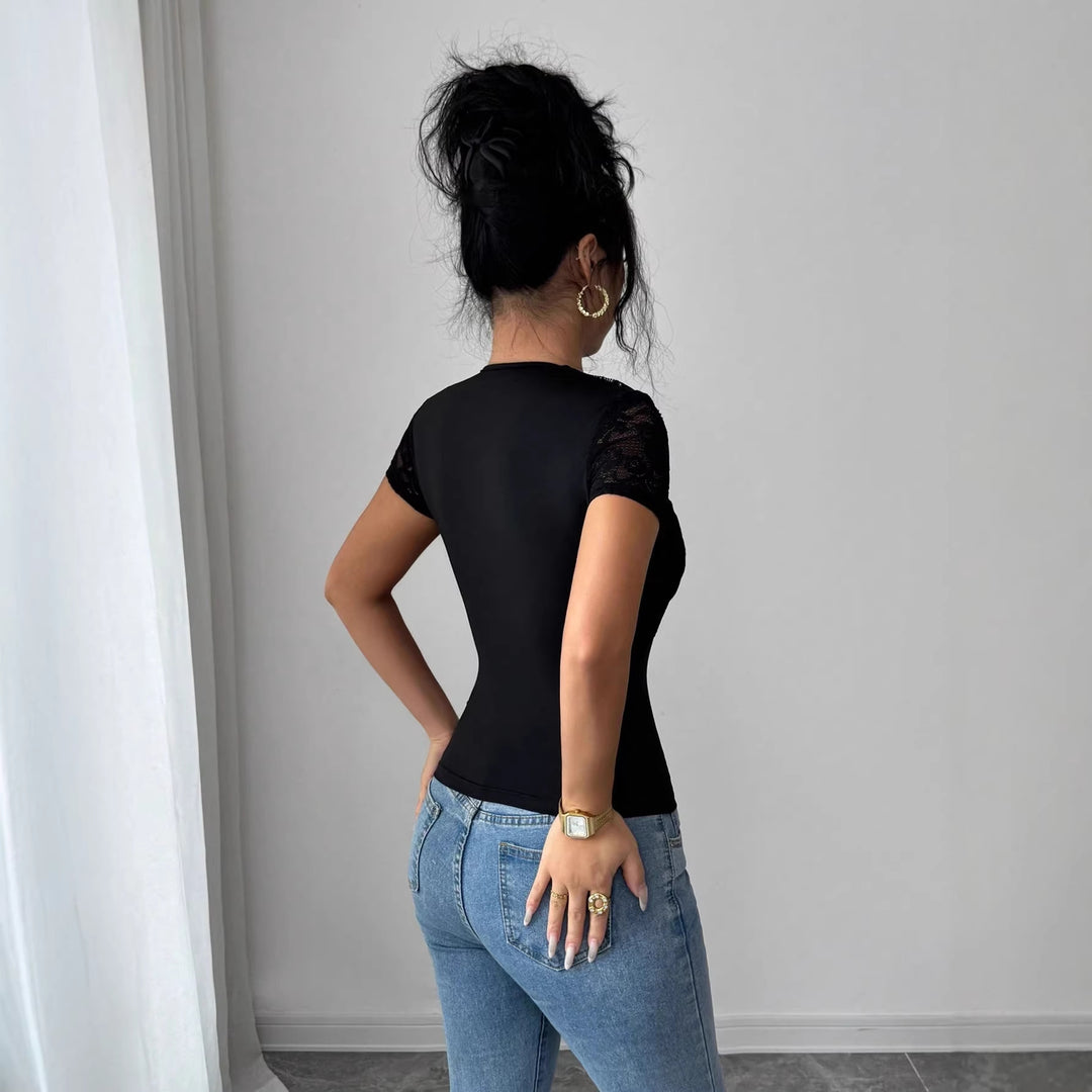 Damen nan kurzes Spitzen-Capelet mit dekorativem Metallclip und kurzen Ärmeln Echo Archiv
