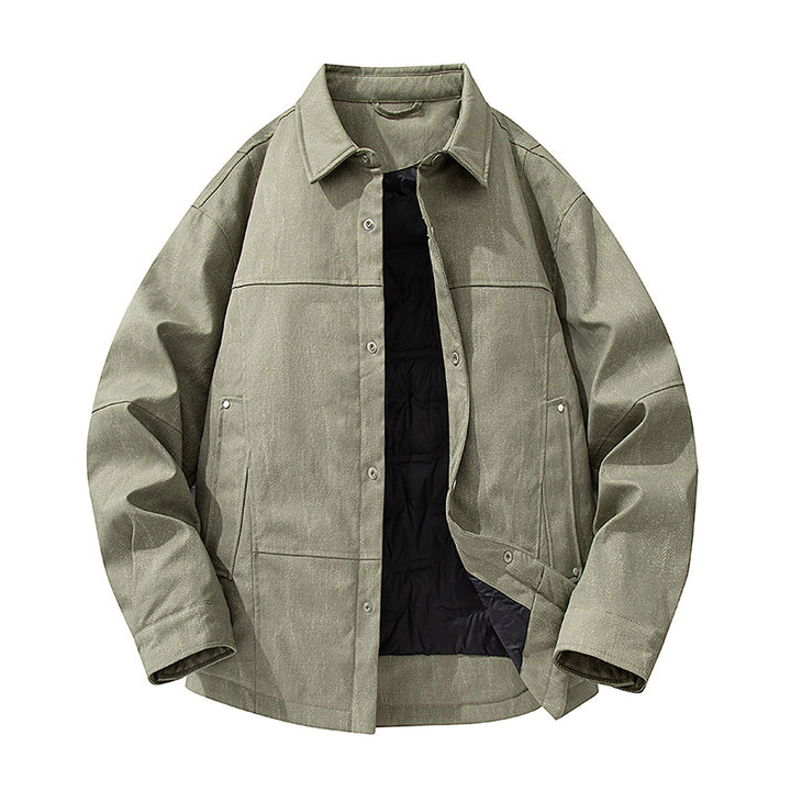 Herren gesteppte, gefütterte Canvas-Utility-Jacke mit Druckknöpfen Echo Archiv