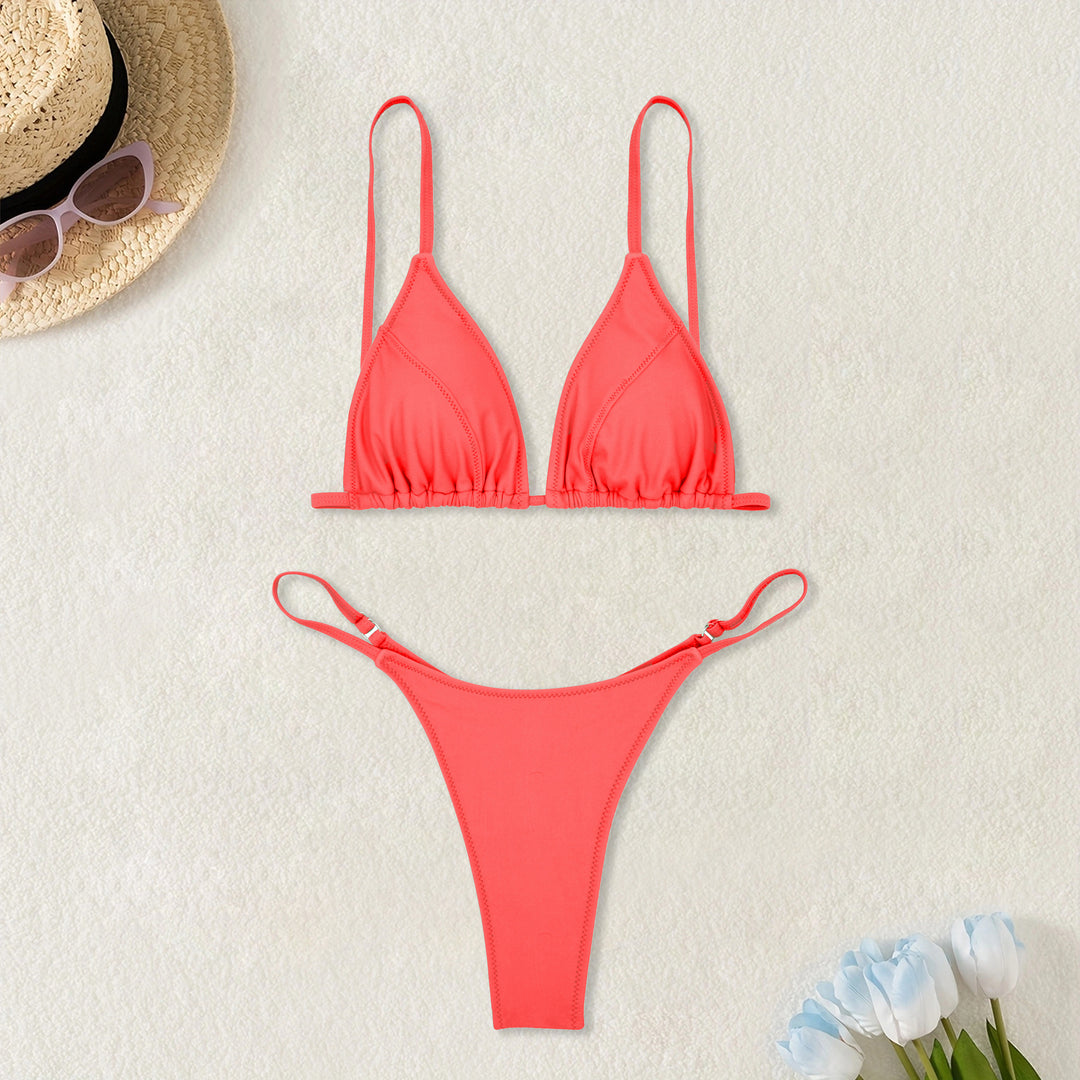 Damen Triangel-Bikini mit ultra-hohem Beinausschnitt und feiner Raffung Echo Archiv
