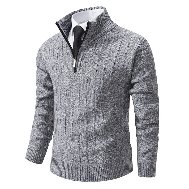 Herren nan Halbzip-Strickpullover mit strukturierter Zopfoptik, wärmendem Stehkragen und schmaler Silhouette Echo Archiv