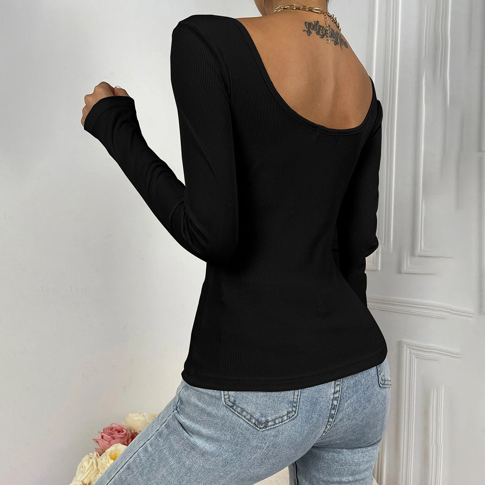 Damen figurbetonter Ripp-Body mit quadratischem Ausschnitt und Drapé-Bustier – Bodéline