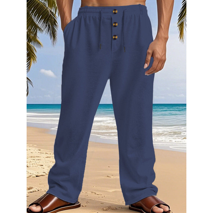 Herren Bequeme Sommerfreizeithose mit elastischem Bund und modernen Knopfdetails Echoarchiv