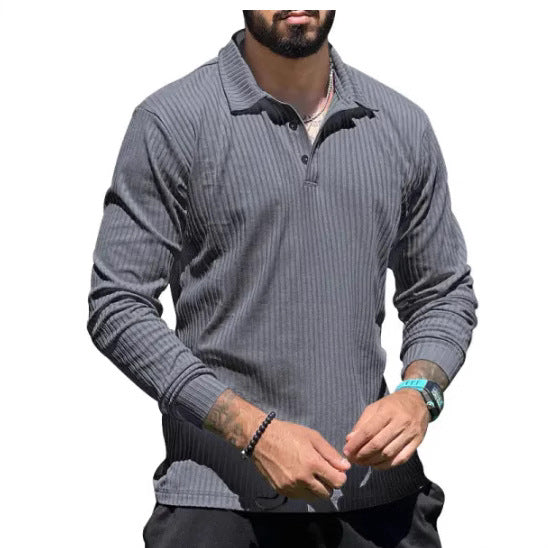 Herren Langarm Poloshirt mit strukturiertem Rippdesign und modernem Schnitt Echoarchiv