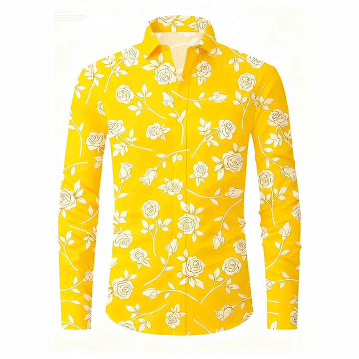 Herren Langarmhemd mit floralen Mustern Echoarchiv