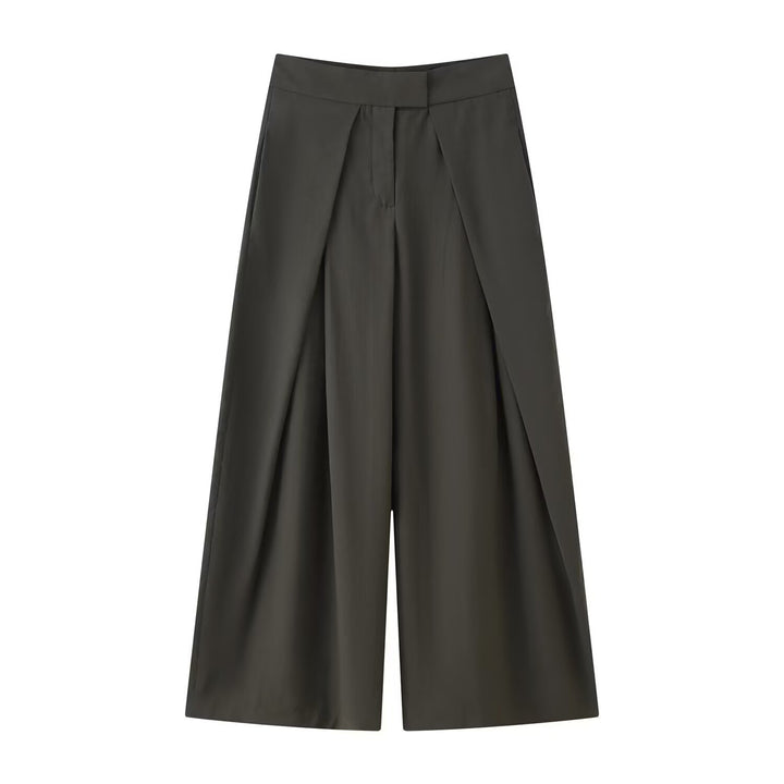Damen 400+ weite Culotte‑Hose mit hoher Taille, verdeckter Knopfblende und vorderen Überlappungs‑Schlitzen Echo Archiv