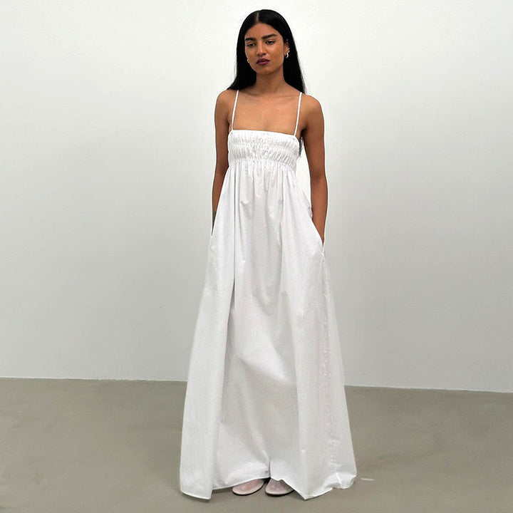 Damen Maxi-Kleid mit gerafftem Oberteil und seitlichen Taschen Echo Archiv