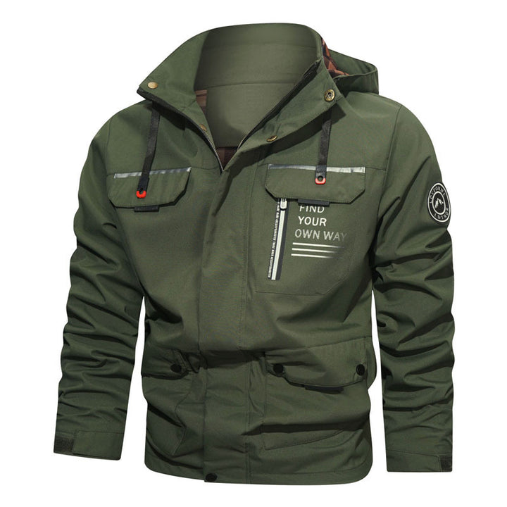 Herren wasserabweisende Kapuzen-Fieldjacke mit Brustreißverschluss und Multifunktions-Taschen Echo Archiv