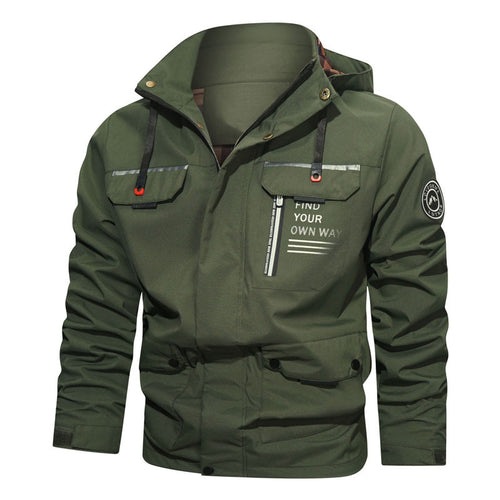 Herren wasserabweisende Kapuzen-Fieldjacke mit Brustreißverschluss und Multifunktions-Taschen Echo Archiv
