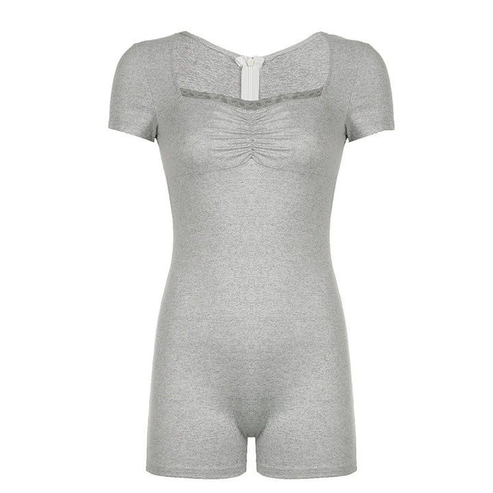 Damen figurbetonter Kurzoverall mit raffinierter Raffung und elegantem Rückenschlitz Echo Archiv