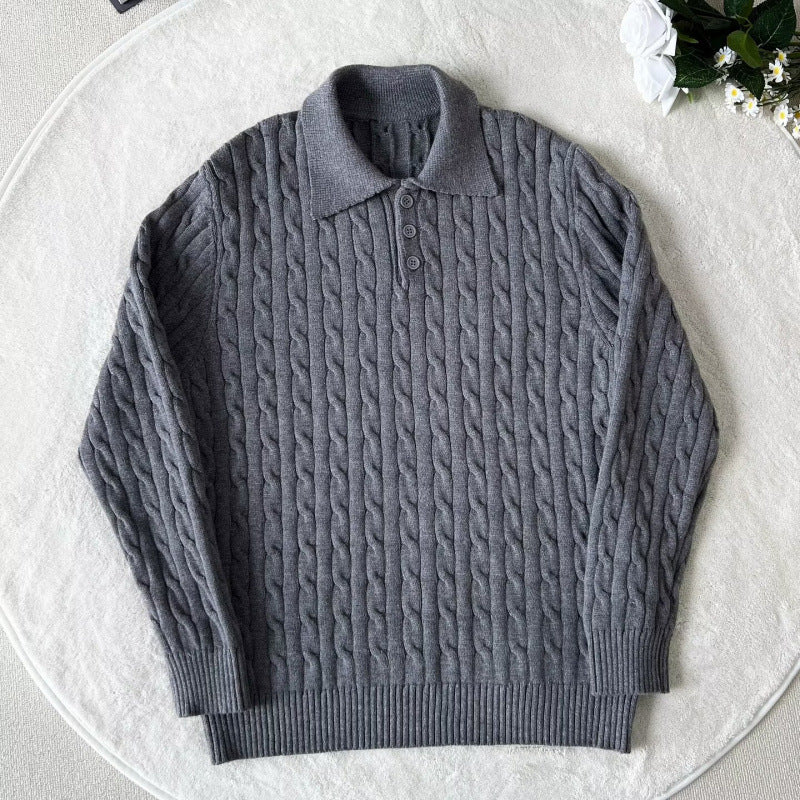 Herrenmode Strick-Polo-Shirt mit Kabelmuster Echo Archive