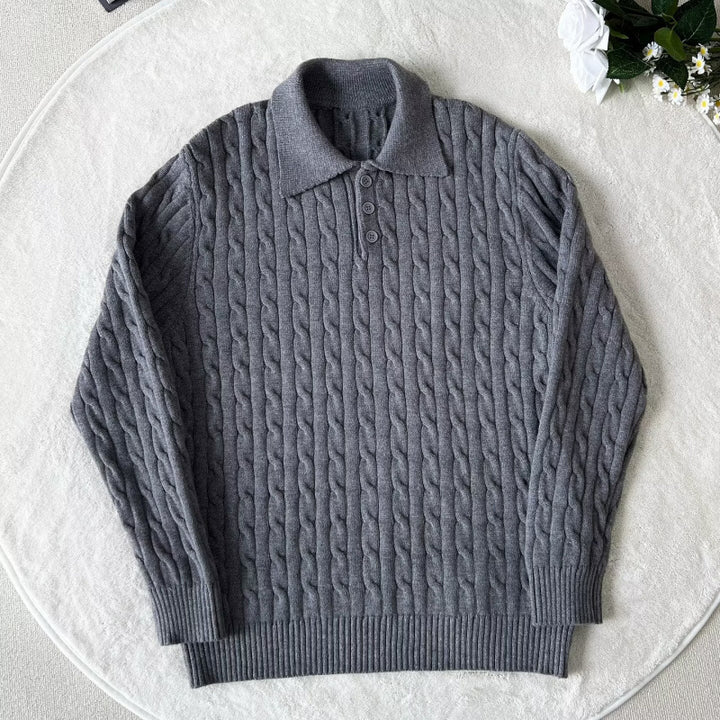 Herrenmode Strick-Polo-Shirt mit Kabelmuster Echo Archive