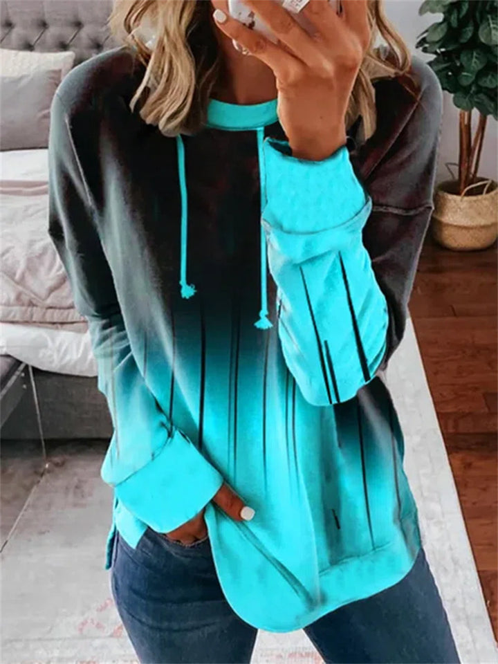 Damen nan Relaxed-Fit Kapuzen-Sweatshirt mit Ombre-Effekt, Kordelzug, abgerundetem Saum und seitlichen Schlitzen Echo Archiv