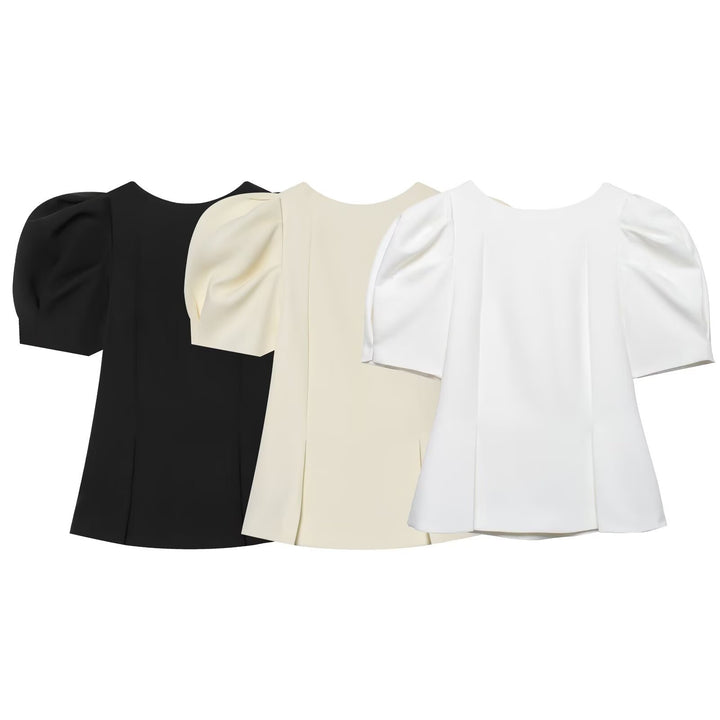 Damen Elegante A-Linien-Bluse mit formgebenden Teilungsnähten und Puffärmeln Echo Archiv