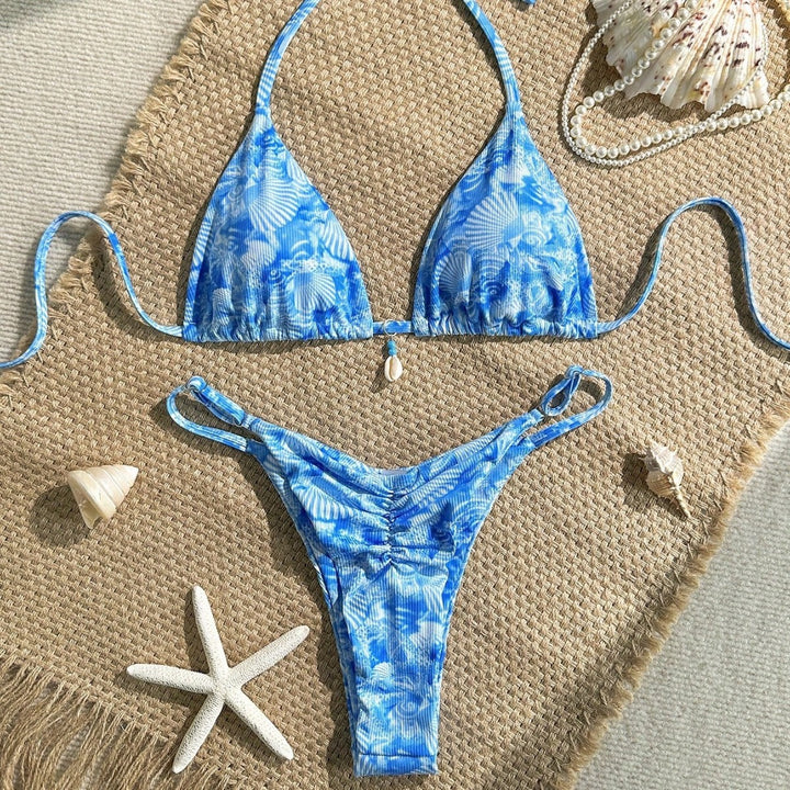 Damen sexy Triangel-Bikini mit maritimem Blumendesign Echo Archiv