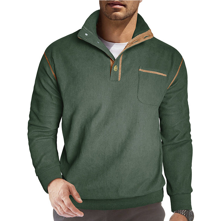 Herren modische Pulloverjacke mit hohem Kragen und Brusttasche Echoarchiv