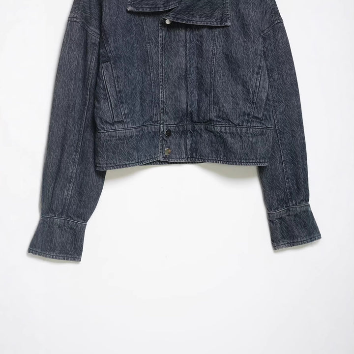 Damen Kurz geschnittene Oversize-Jeansjacke mit weitem Schalkragen Echo Archiv
