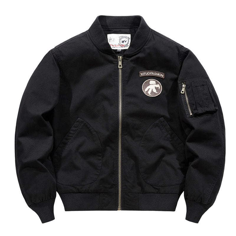 Herren  Baumwoll-Twill Aviator-Stil Bomberjacke mit geschwungenen Handtaschen Echo Archiv