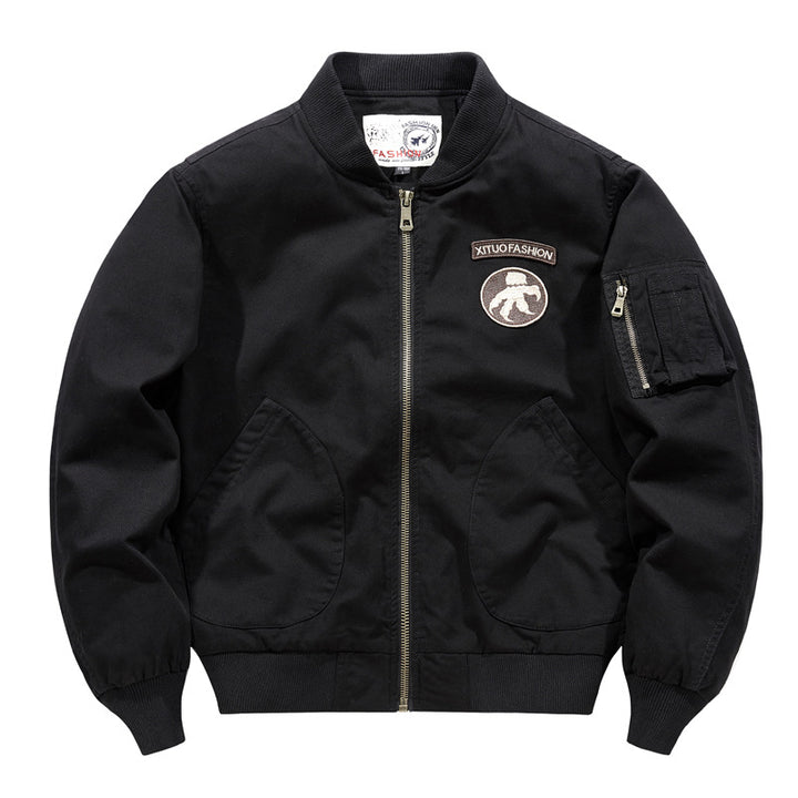Herren  Baumwoll-Twill Aviator-Stil Bomberjacke mit geschwungenen Handtaschen Echo Archiv