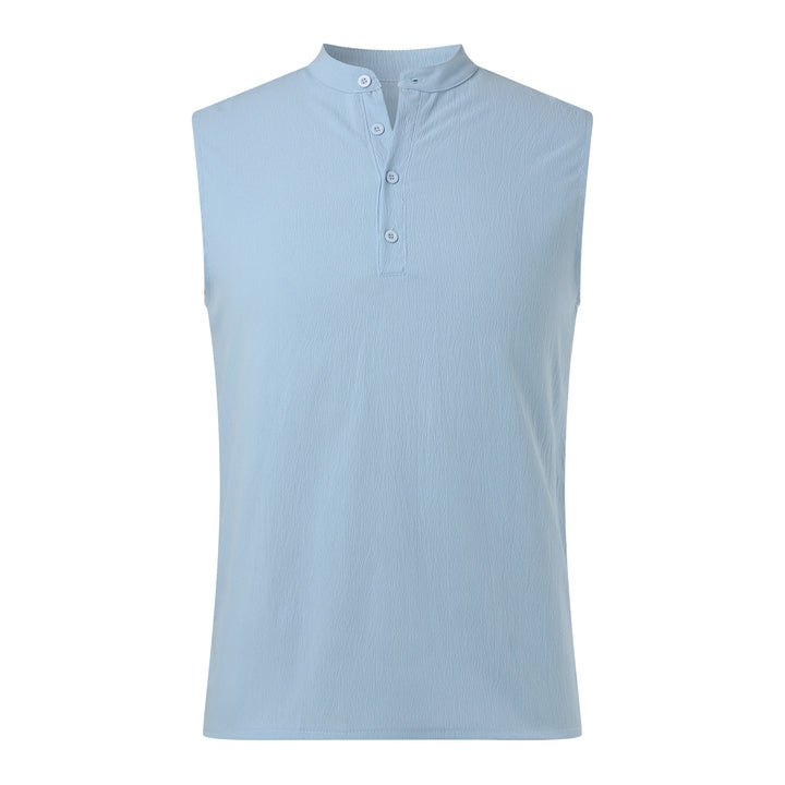 Herren ärmelloses Henley-Shirt mit Knopfleiste Echoarchiv