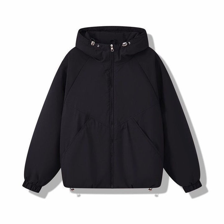 Damen Leicht wattierte Kapuzenjacke mit Raglanärmeln, elastischen Bündchen und verstellbarem Saum – Célinea