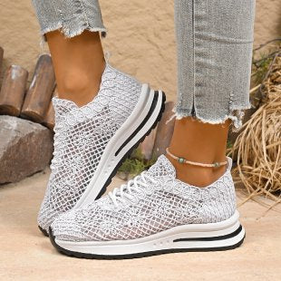 Damen  gestrickte Slip-On Plateau-Sneaker mit atmungsaktivem Obermaterial und gepolstertem Komfortfußbett Echo Archiv