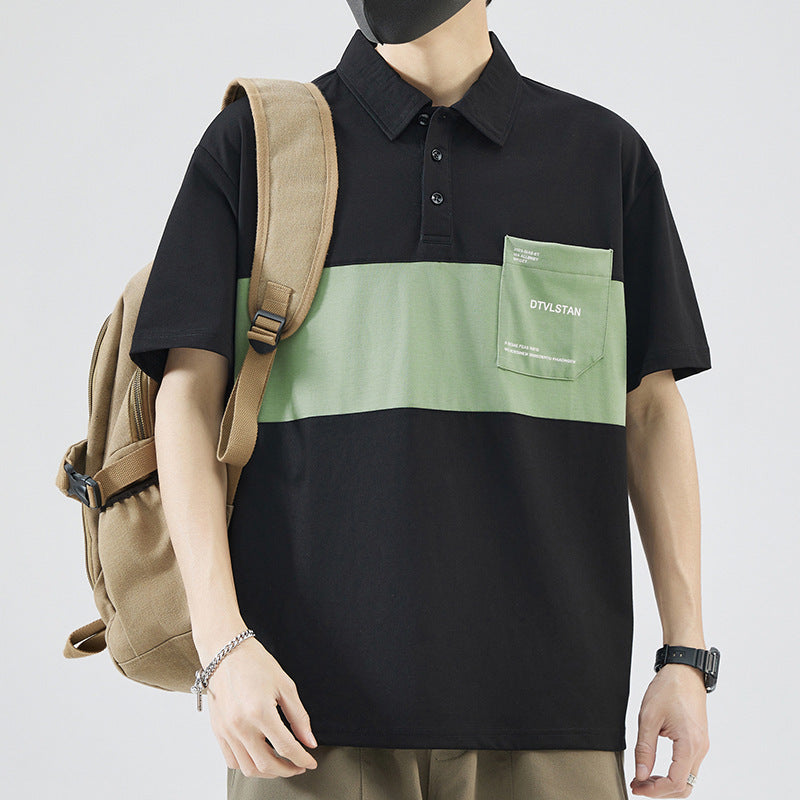 Herren Poloshirt mit modernem Farbblockdesign und praktischer Brusttasche Echoarchiv