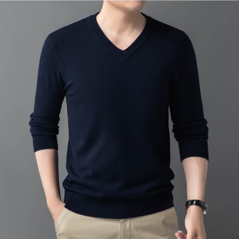 Herren Feiner V‑Ausschnitt Feinstrickpullover in schlanker Passform Echoarchiv