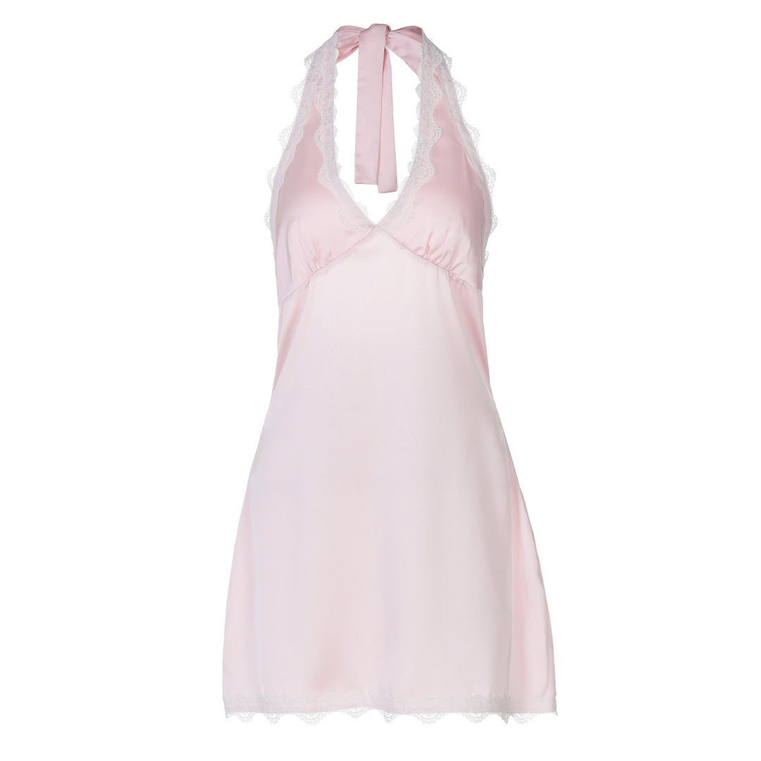 Damen sexy Nachtkleid mit elegantem Spitzenkragen und verstellbaren Bändern Echo Archiv