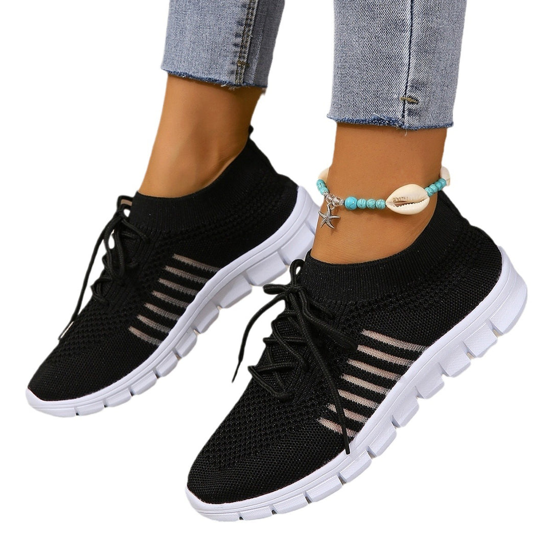 Damen nan gestrickte Sock-Sneaker mit elastischem Schaft, dekorativer Schnürung und flexibler Profilsohle Echo Archiv
