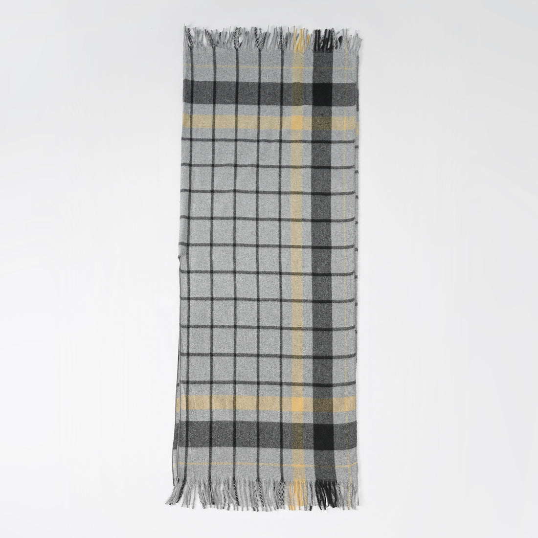 Damen Weicher Wollmix-Überwurfponcho im tartan-inspirierten Karo mit Fransen – Célinea
