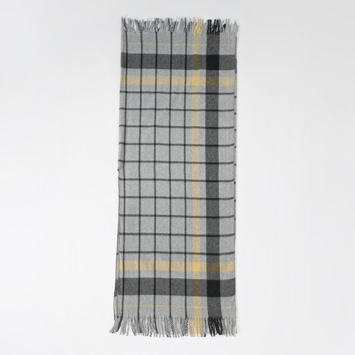 Damen Weicher Wollmix-Überwurfponcho im tartan-inspirierten Karo mit Fransen – Célinea