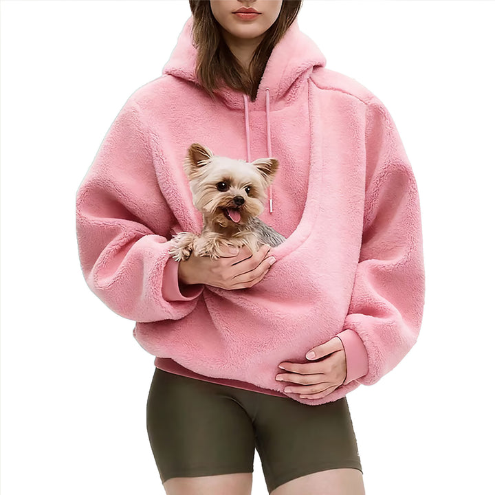 Damen nan Oversize Sherpa-Hoodie mit integriertem Haustiertaschen-Design Echo Archiv