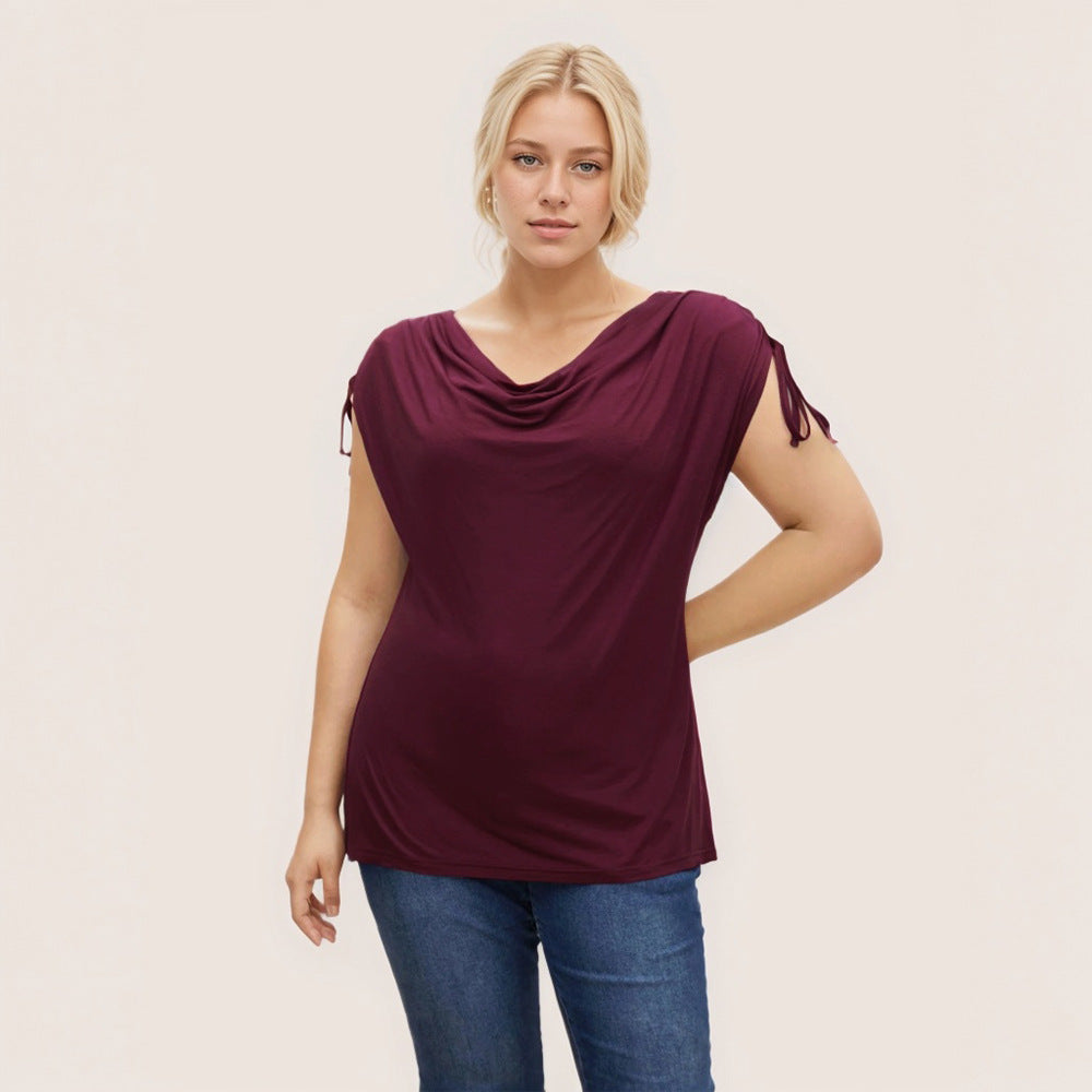 Damen elegantes Oberteil mit lässigem Drapierung und seitlichen Bindebändern Echo Archiv