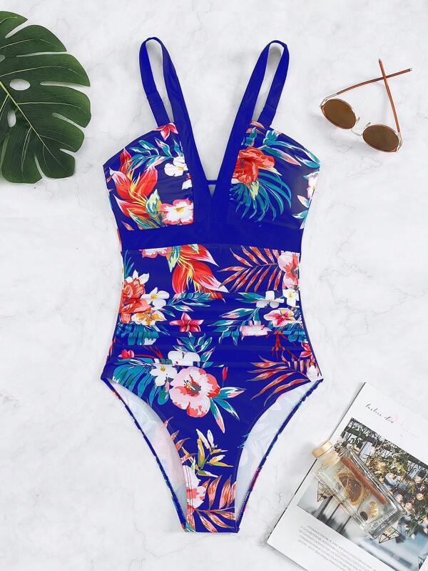Damen Einteiliger Badeanzug mit anspruchsvollem Floral-Design Echo Archiv