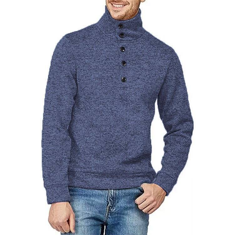 Herren Hochwertiger Pullover mit Stehkragen und Knopfdetail Echoarchiv