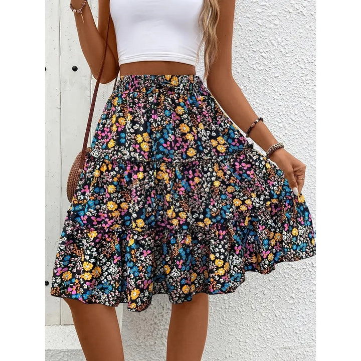 Damen Sommerlicher Wickelrock mit floralen Mustern und elastischem Taillenbund Echo Archiv