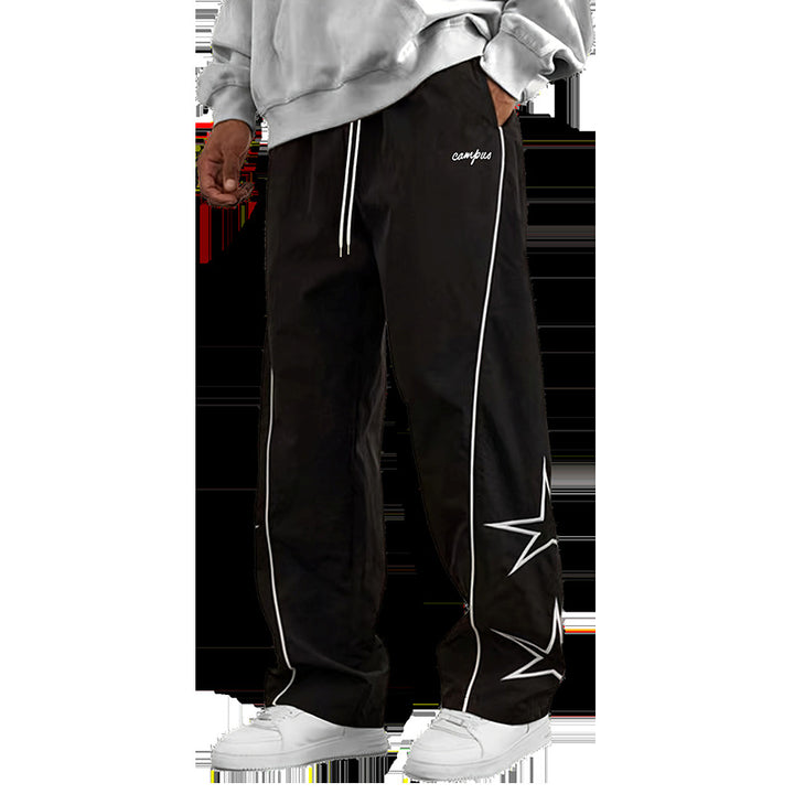 Herren Weite Trackpants mit Kontrastpaspel, Kordelzug und Sternapplikation Echo Archiv