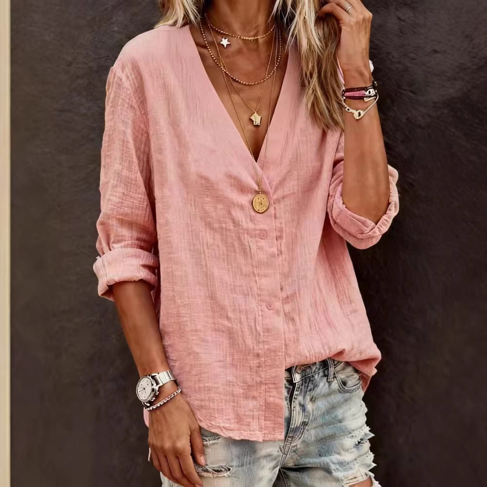 Damen Leichte V-Ausschnitt Bluse aus atmungsaktivem Material Echo Archiv
