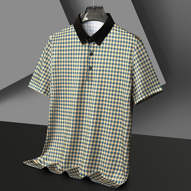 Herren kariertes Poloshirt mit kontrastierendem Kragen Echoarchiv