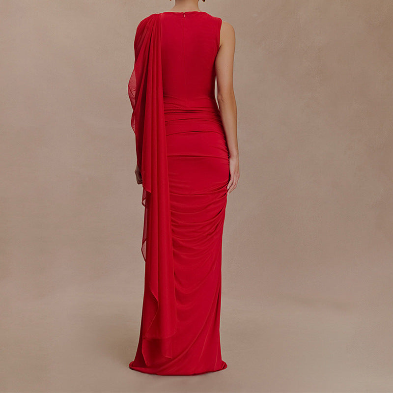 Damen Glamouröses Abendkleid mit asymmetrischem Dekolleté und elegantem Drapierungsdesign Echo Archiv