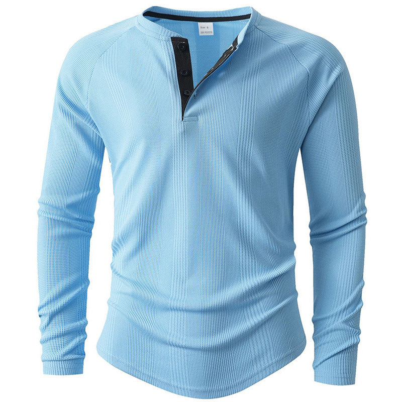 Herren Langarm Henley-Shirt mit strukturierter Oberfläche Echoarchiv