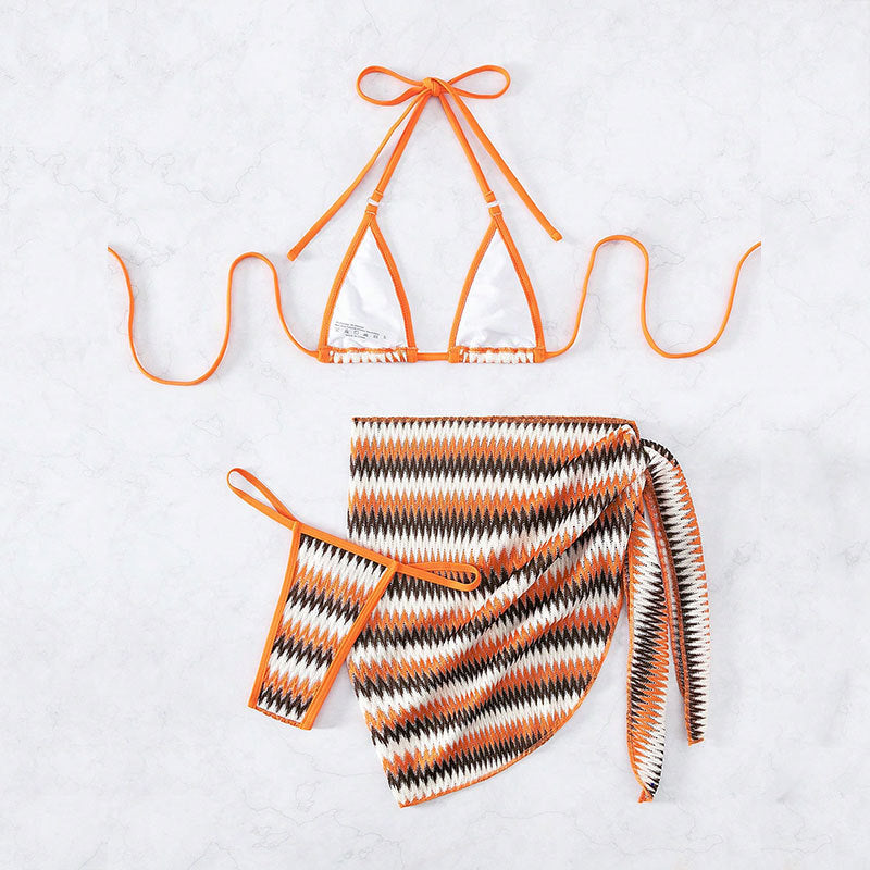 Damen Triangel-Bikini mit modernem Zickzackmuster und verstellbaren Trägern Echo Archiv
