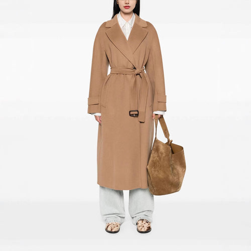 Damen Wickelmantel aus Wollmix mit Taillengürtel und Oversize-Schulter Echoarchiv