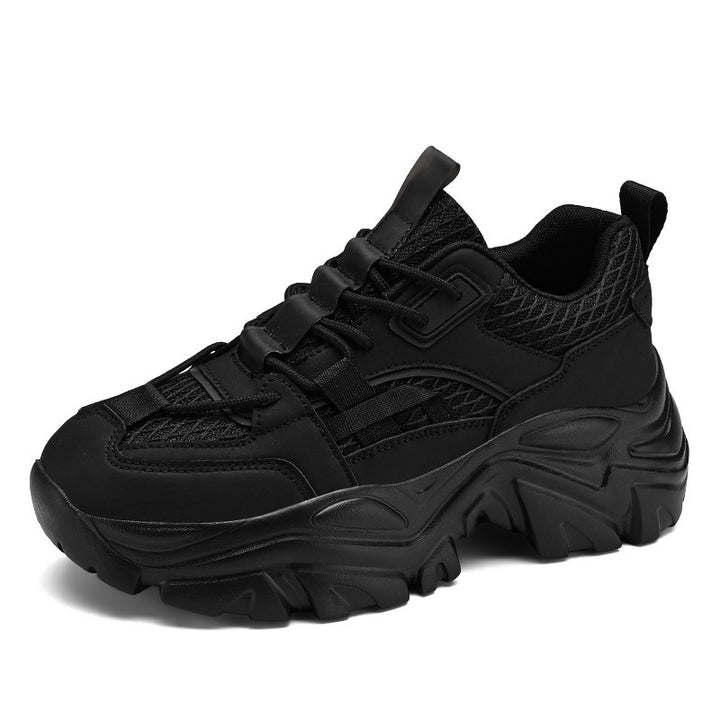 Damen Modische Plateau-Chunky-Sneaker mit strukturiertem Mesh-Overlayer und robuster Profilsohle Echoarchiv