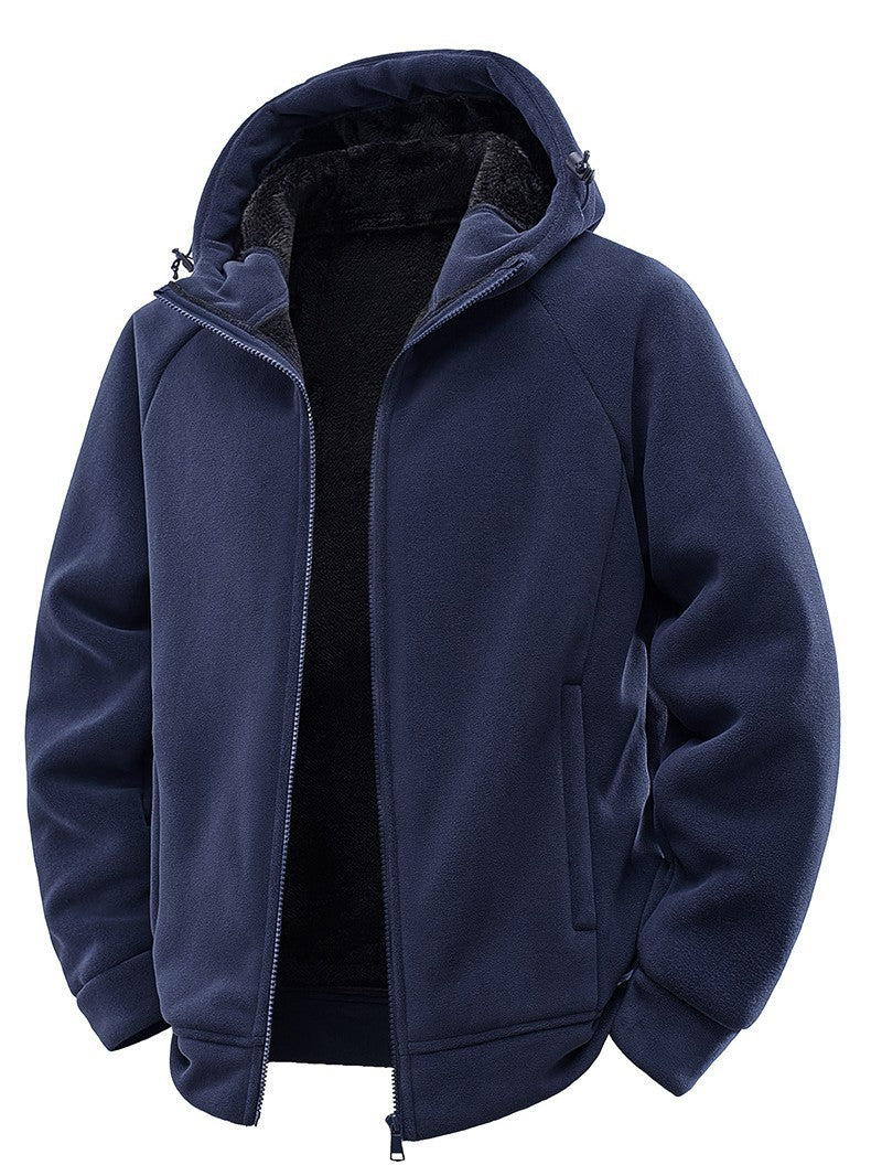 Herren Gefütterte Kapuzen-Fleecejacke mit Teddyfutter und durchgehendem Reißverschluss Echo Archiv