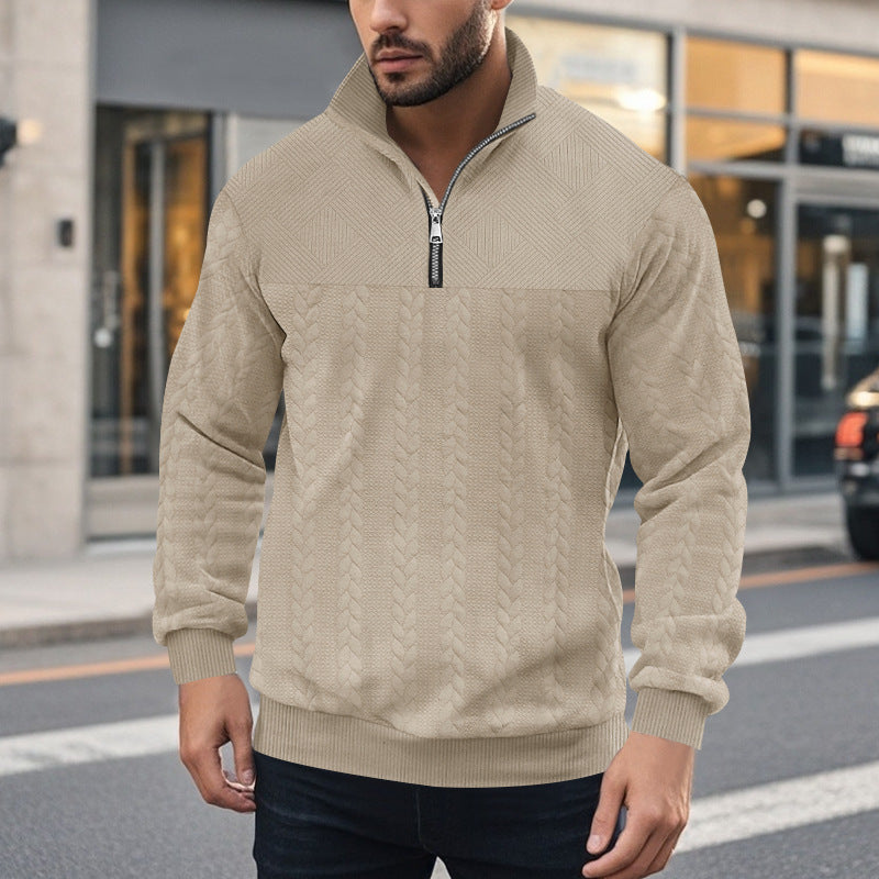 Herren Strickpullover mit Reißverschluss und modernem Zopfdesign Echoarchiv