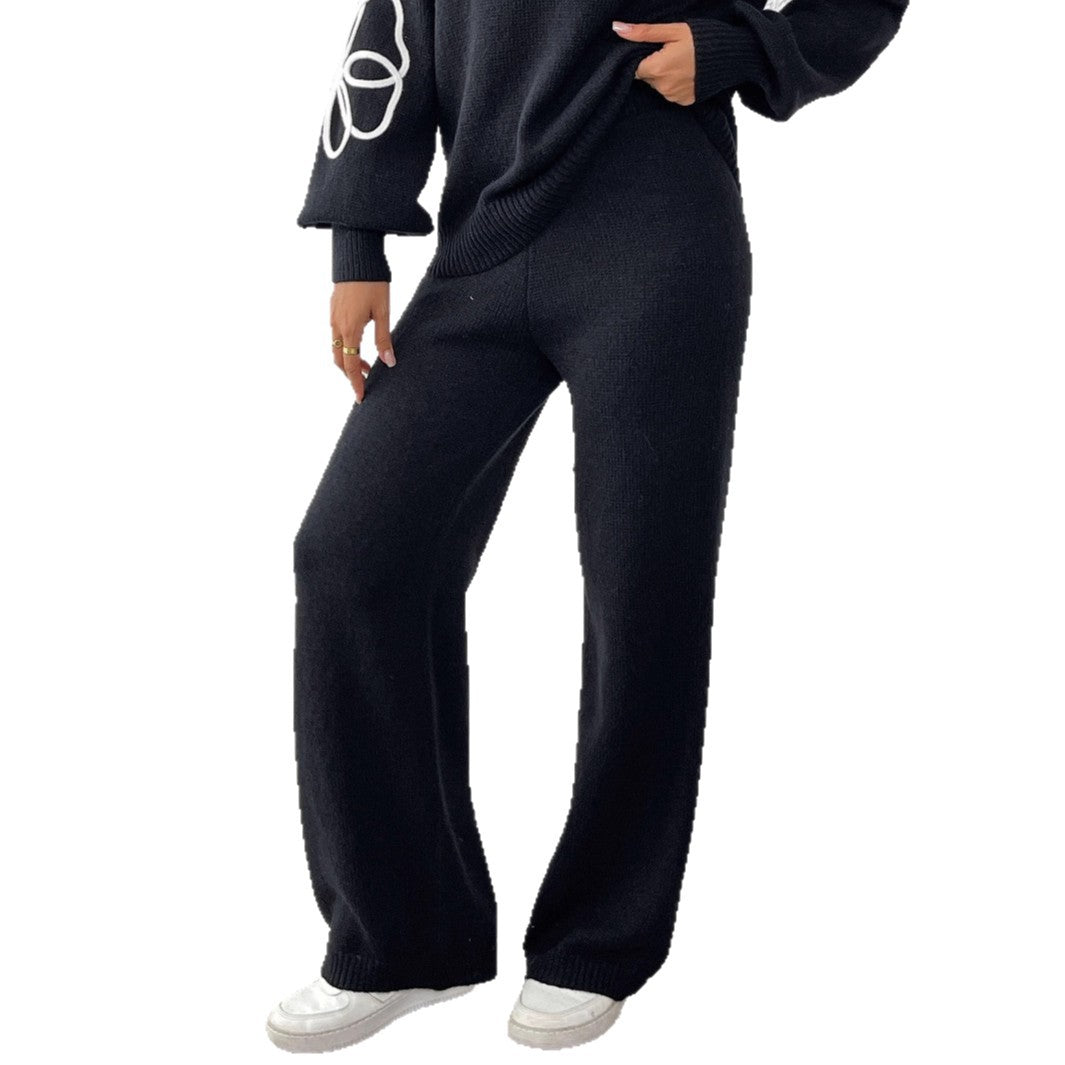 Damen lässige Strickhose mit weitem Schnitt Echo Archiv