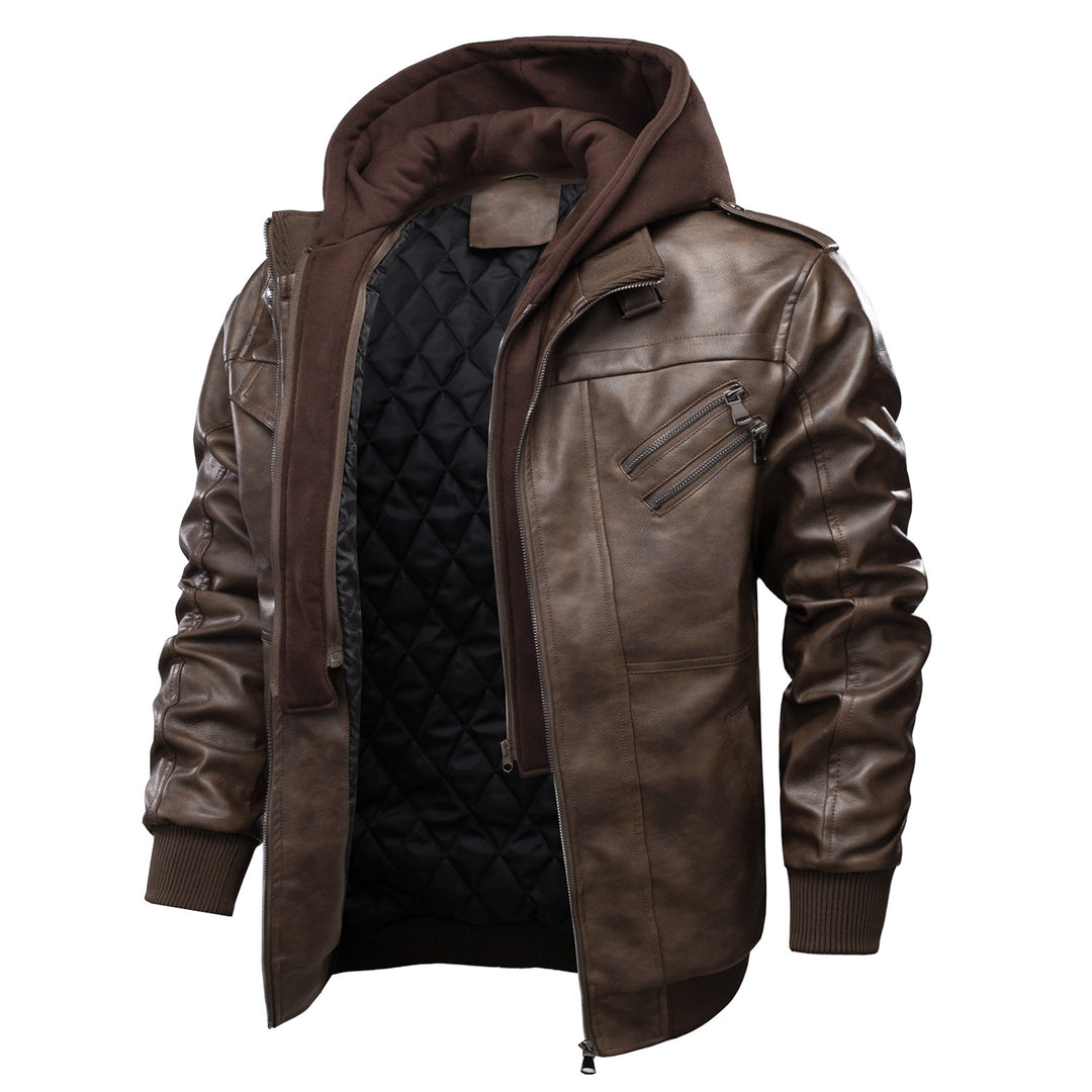 Herren Lederjacke mit herausnehmbarer Kapuze Echoarchiv