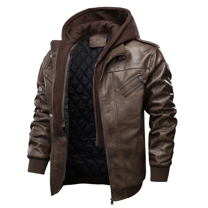 Herren Lederjacke mit herausnehmbarer Kapuze Echoarchiv