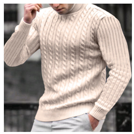 Herren Pullover mit hohem Kragen und strukturiertem Zopfmuster Echoarchiv